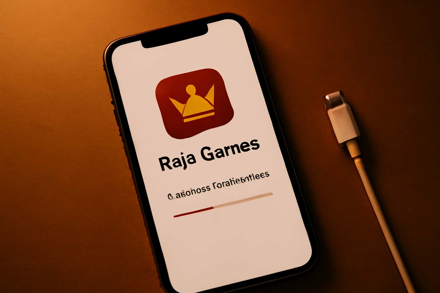 An informative illustration about the installation process of Raja Games on iOS devices.
