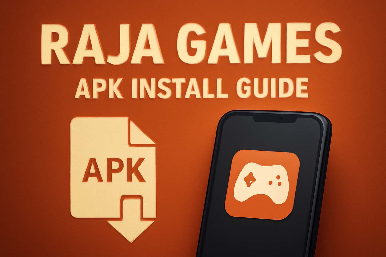 Informational scene about Raja Games APK Install Guide, with the text 'Raja Games'.