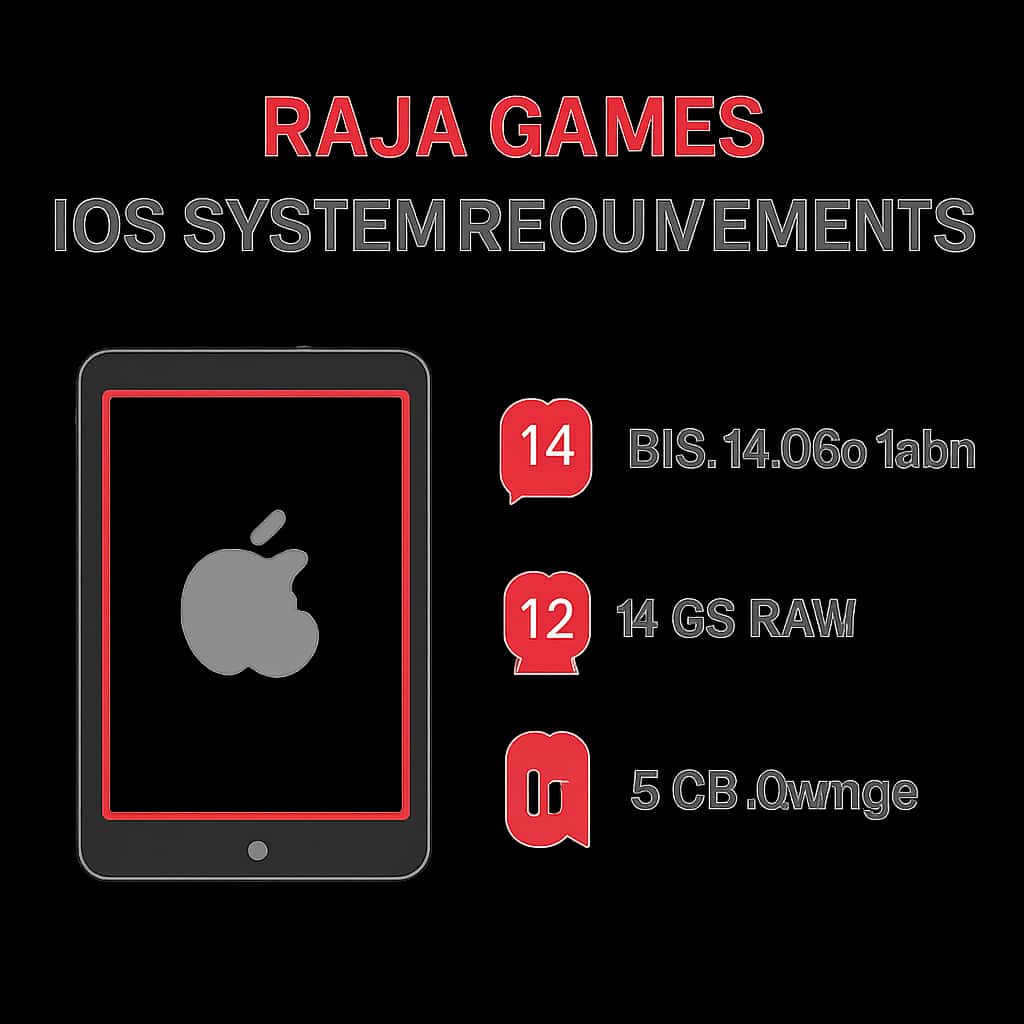 An educational diagram detailing Raja Games iOS System Requirements.