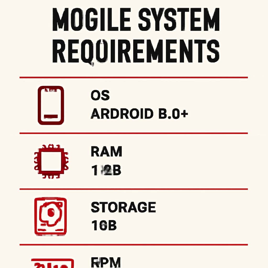 Illustration detailing Raja Games Mobile System Requirements.